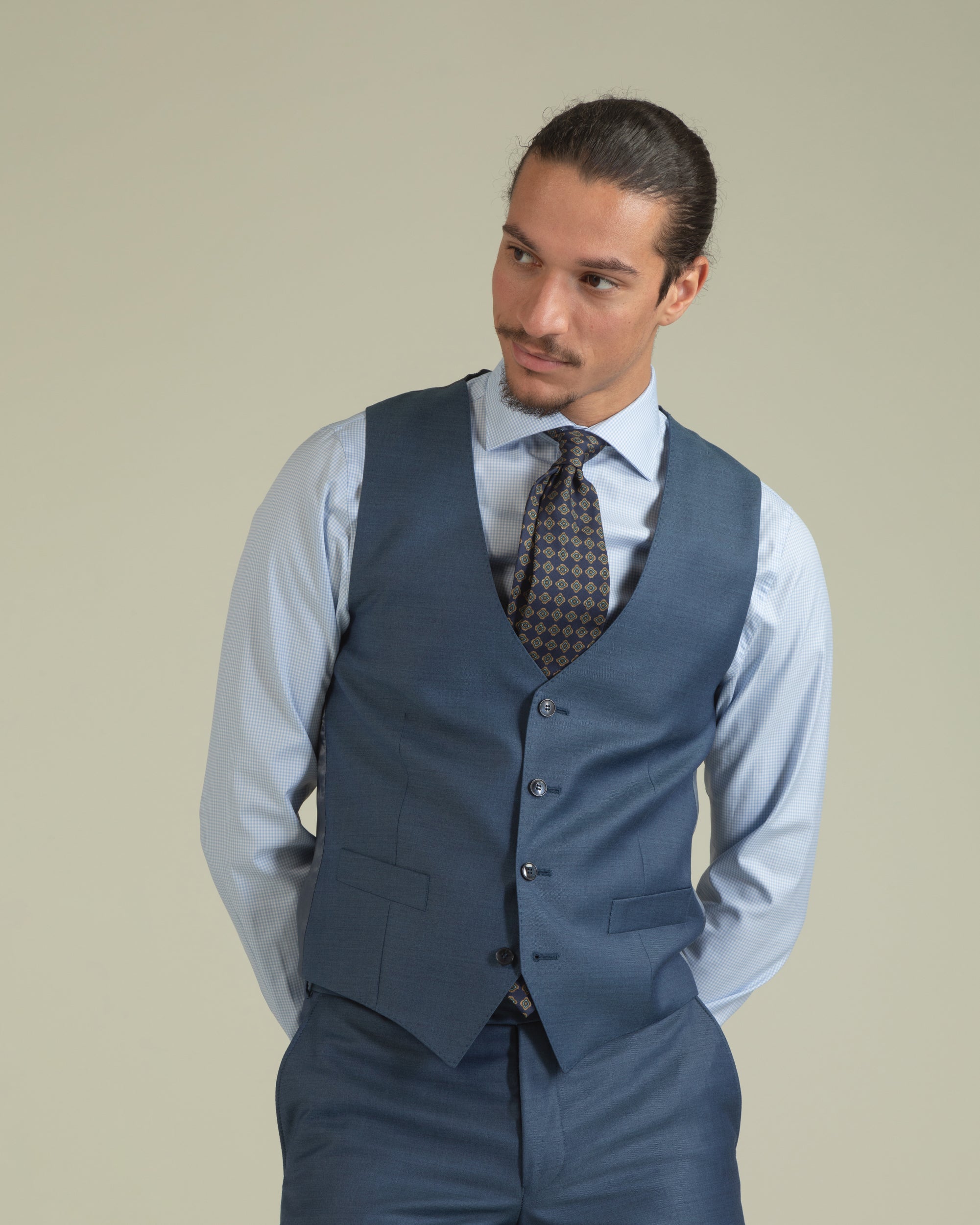 Turo - Blue Premium Wool Suit in Modern Fit Vest