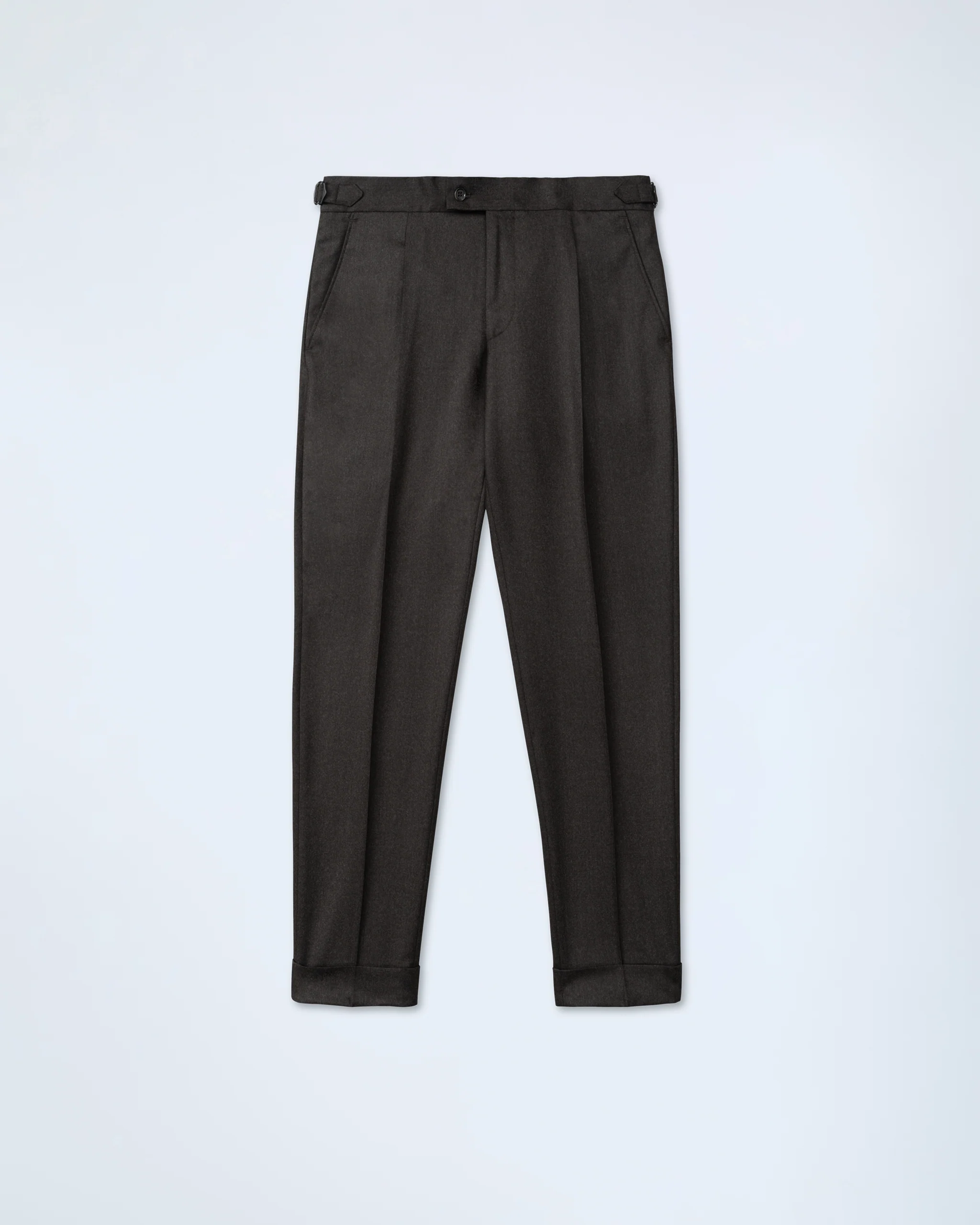 Turo - Slim fit Flannel Trousers in Brown