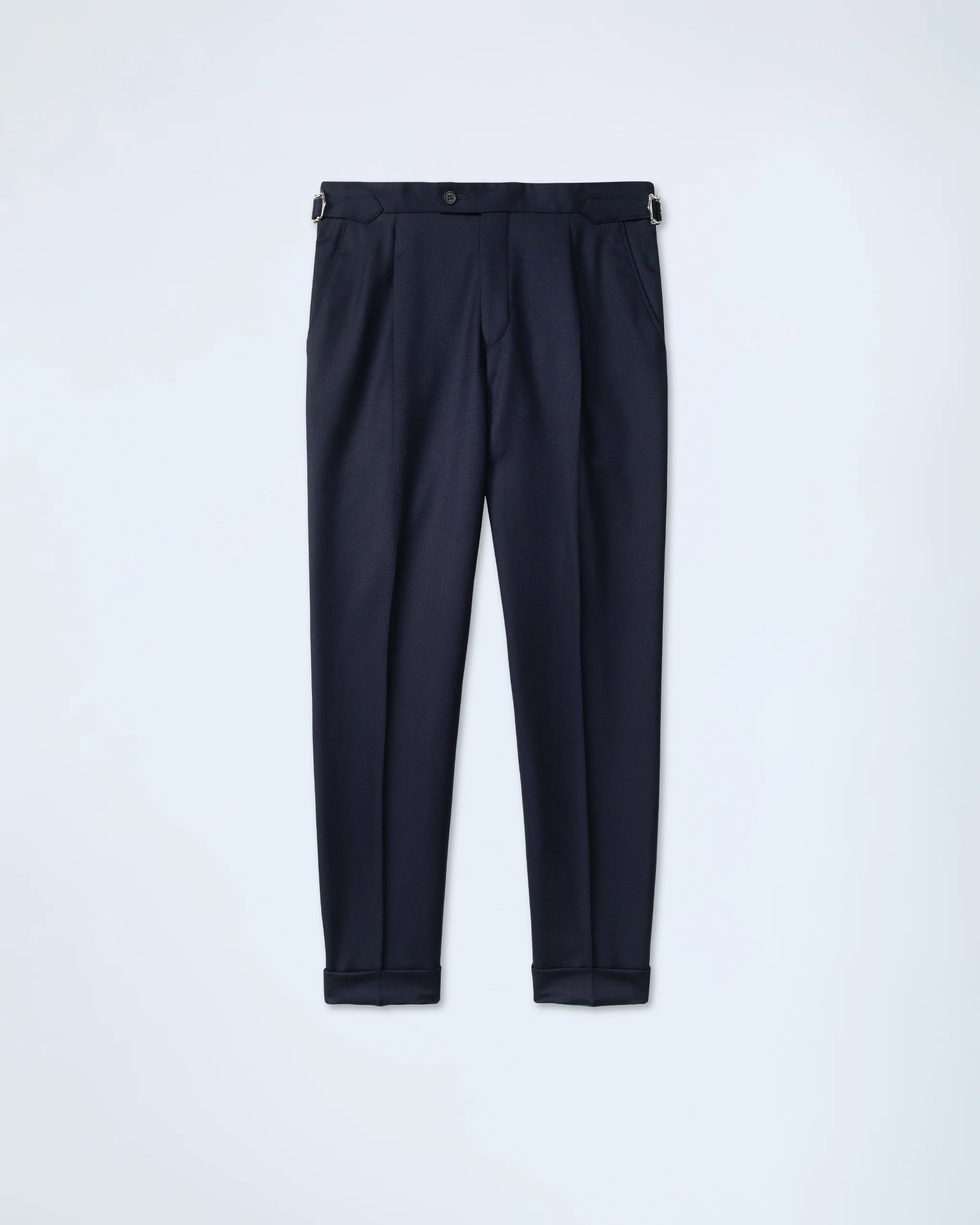 Turo - Slim fit Flannel Trousers in Navy Blue