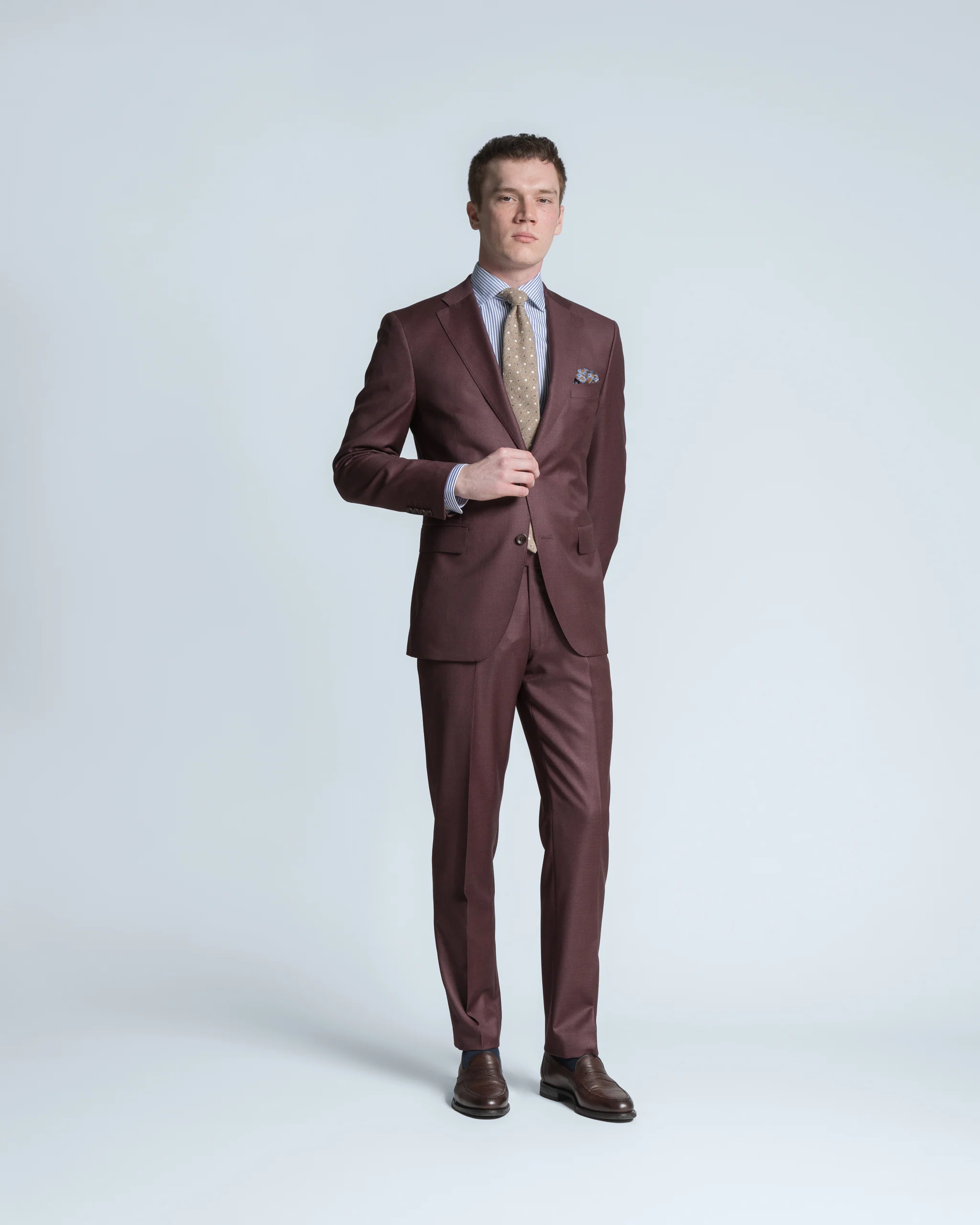 Turo - Trousers Premium Wool Suit in Bordeaux Red | Modern fit